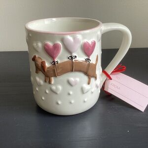 NWT Petal & Pearl Dachshund, Balloons, Hearts Ceramic 20oz Coffee Mug NEW